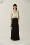SWAYING/KNIT seamless contrasting color square collar vest skirt SW23SS2L04 black/white/linen